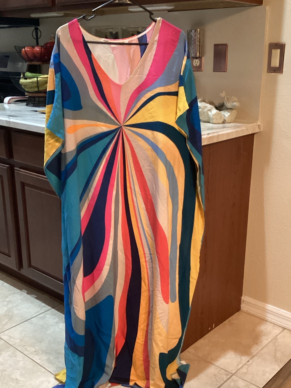 Colorful Swirl Maxi Kaftan Beach Dress - Multicolor
